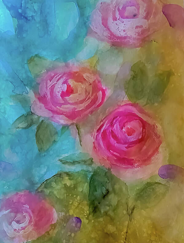 Rose Art Print featuring the painting Just a Quick Rose Painting by Lisa Kaiser