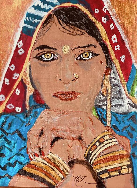 Kaur Art Print featuring the painting South Asian Princess - Kaur by Melody Fowler