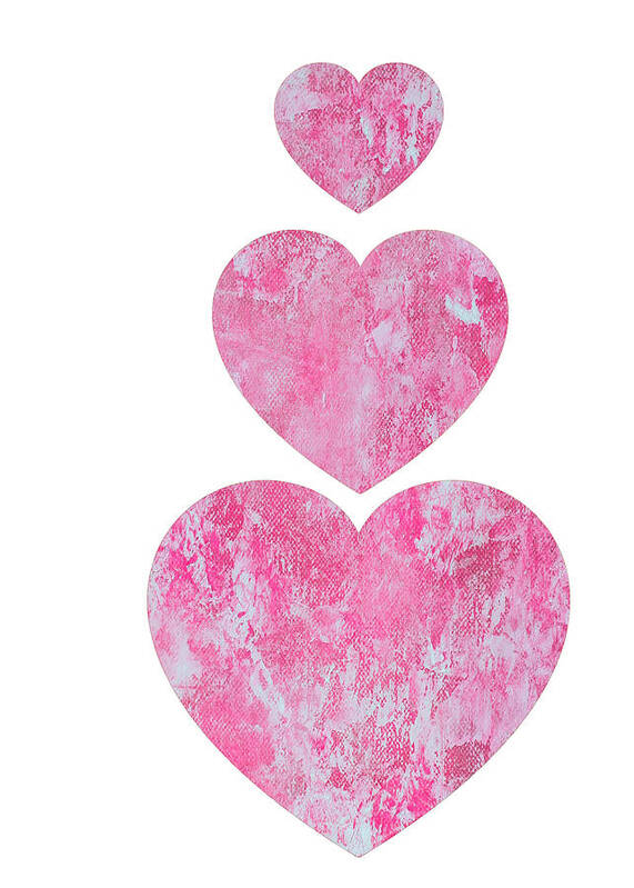 Hearts Art Print featuring the mixed media Lace Hearts in the Clouds by Moira Law