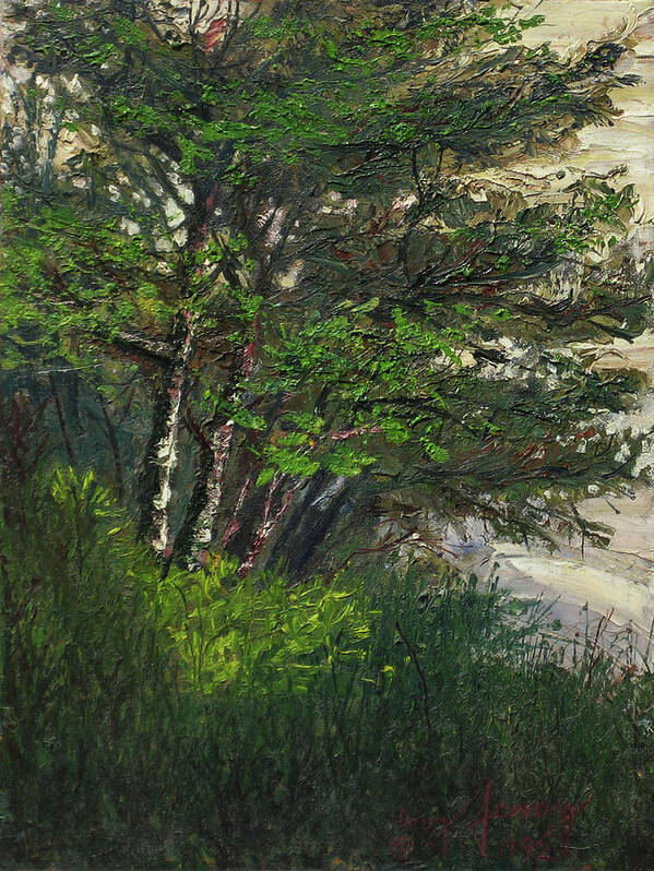  Art Print featuring the painting Lakefront Trees 1 by Douglas Jerving
