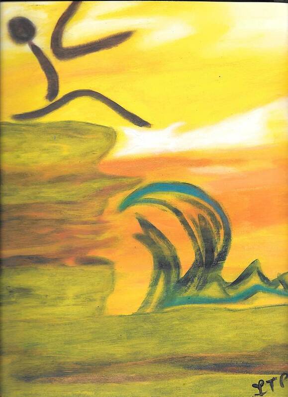 Leap Art Print featuring the painting Leap of Faith by Esoteric Gardens KN