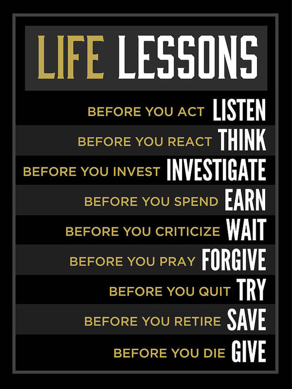 Motivation Art Print featuring the digital art Life Lessons by Land of Dreams
