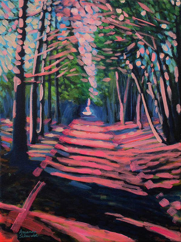 Forest Art Print featuring the painting Light Tunnel by Amanda Schwabe