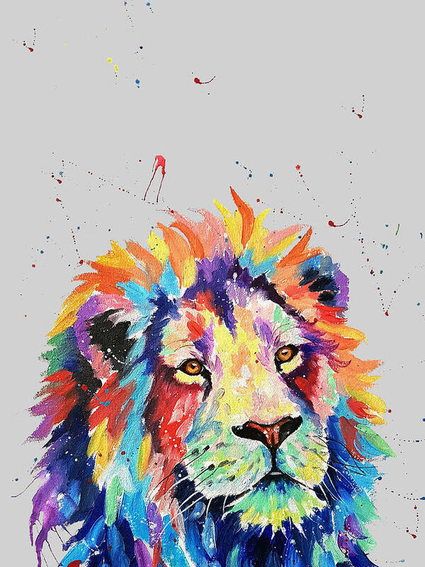 Lion in Multicolor Art Print