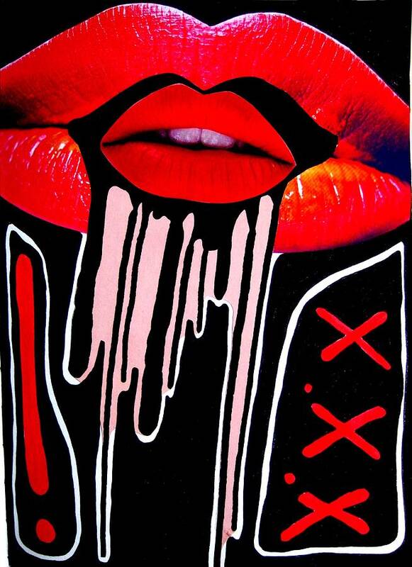 Collage Art Print featuring the digital art Lips by Tanja Leuenberger