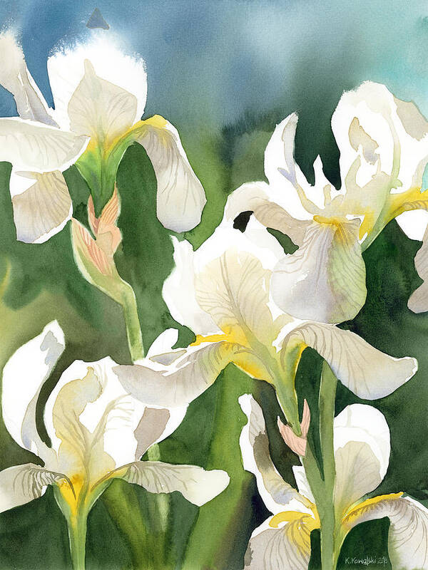 Iris Art Print featuring the painting Loose Irises by Espero Art