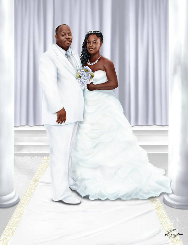Wedding Painting Art Print featuring the painting Lovely Trena Wedding Day A4 by Reggie Duffie