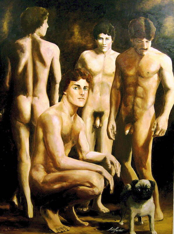 Nudes Art Print featuring the painting Male Nudes Gotterdammerung by Jim Ho...