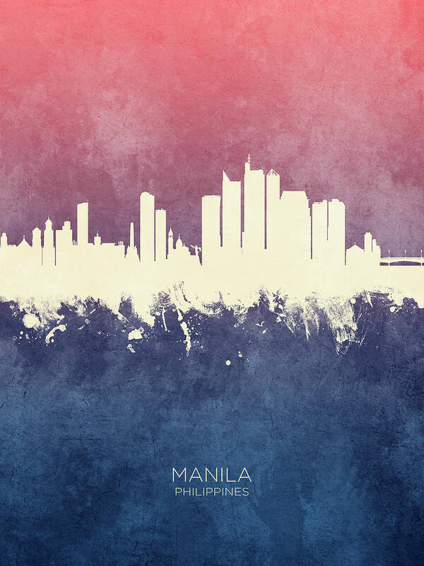 Manila Art Print featuring the digital art Manila Philippines Skyline #57 by Michael Tompsett