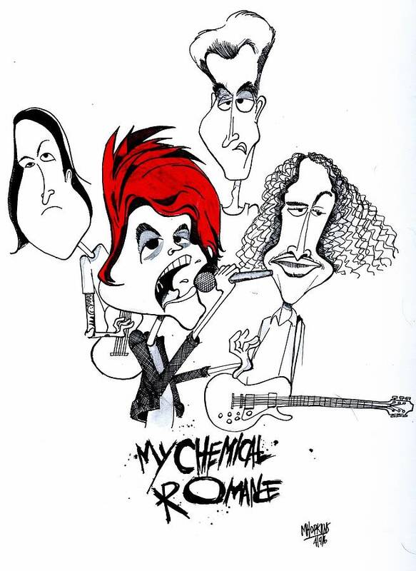 My Chemical Romance Art Print featuring the drawing MCR by Michael Hopkins