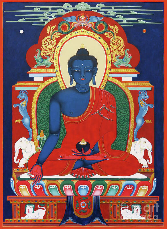 Menla Art Print featuring the painting Menla, Medicine Buddha by Sergey Noskov