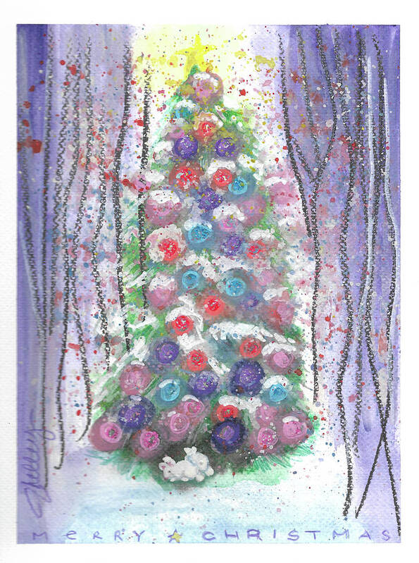 Christmas Art Print featuring the mixed media Merry Christmas 2023 by Shelley Overton