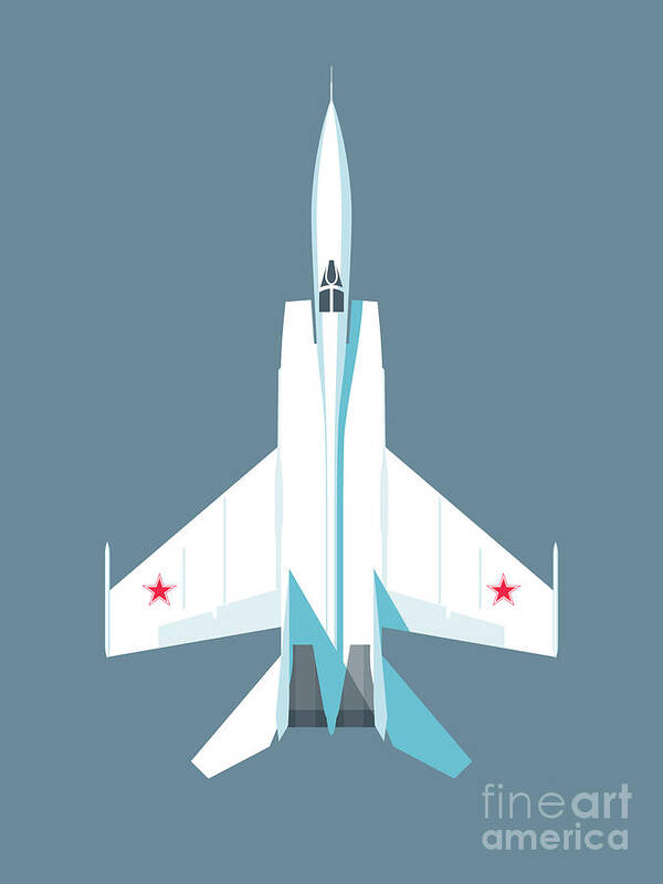 Jet Art Print featuring the digital art MiG-25 Foxbat Interceptor Jet Aircraft - Slate by Organic Synthesis