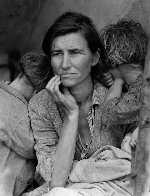 Dorothea Lange Art Print featuring the painting Migrant Farm Worker's Family In Nipomo California, Great Depression, 1936 by Dorothea Lange