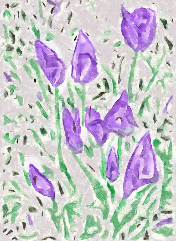 Tulips Art Print featuring the mixed media Minimalist Tulips by Christopher Reed