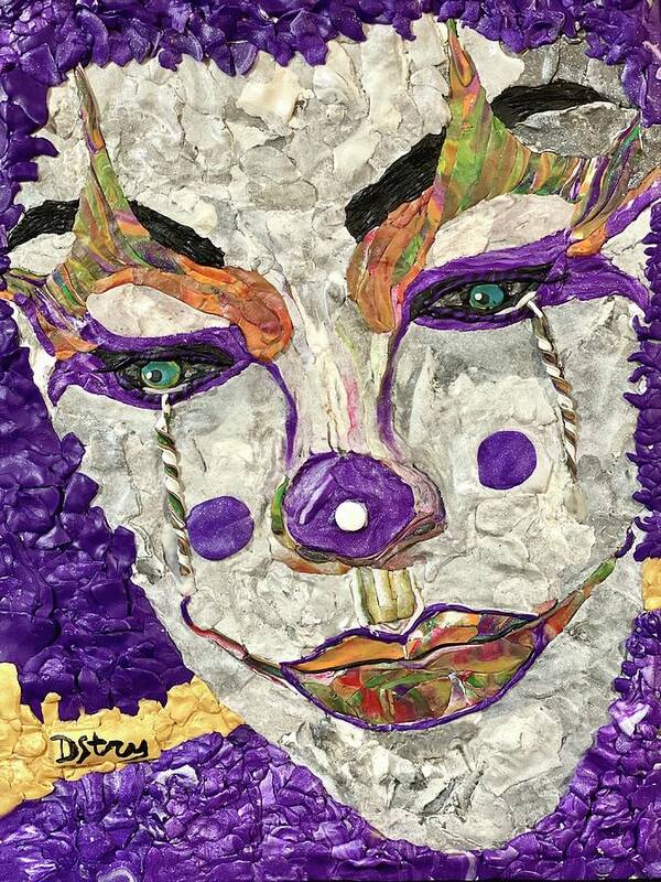 Polymer Clay Art Print featuring the mixed media Misfit The Clown by Deborah Stanley