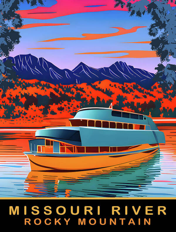 Missouri Art Print featuring the digital art Missouri River and Rocky Mountain by Long Shot
