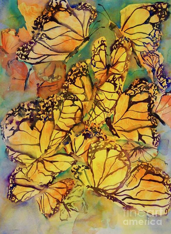 Butterflies Art Print featuring the painting Monarch Butterfly Kaliedoscope by Liana Yarckin