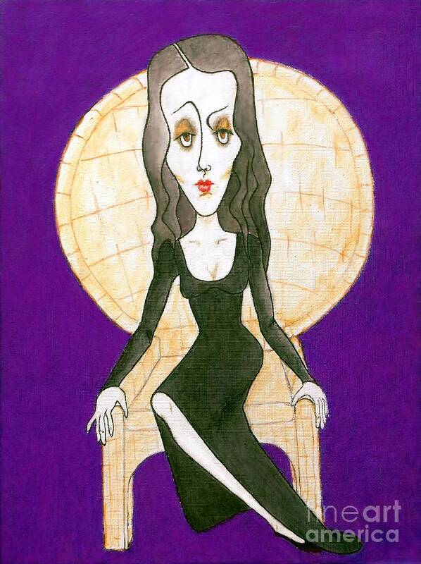 Morticia Addams Art Print featuring the mixed media Mrs. A.-- Morticia Addams -- Girl Fiends series by Jayne Somogy