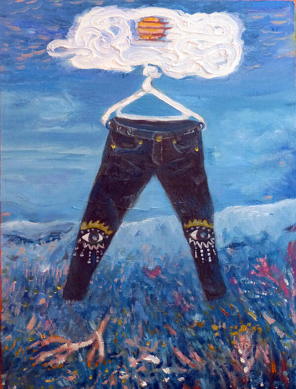 My Favorite Pants Art Print featuring the painting My favorite pants by Elzbieta Goszczycka