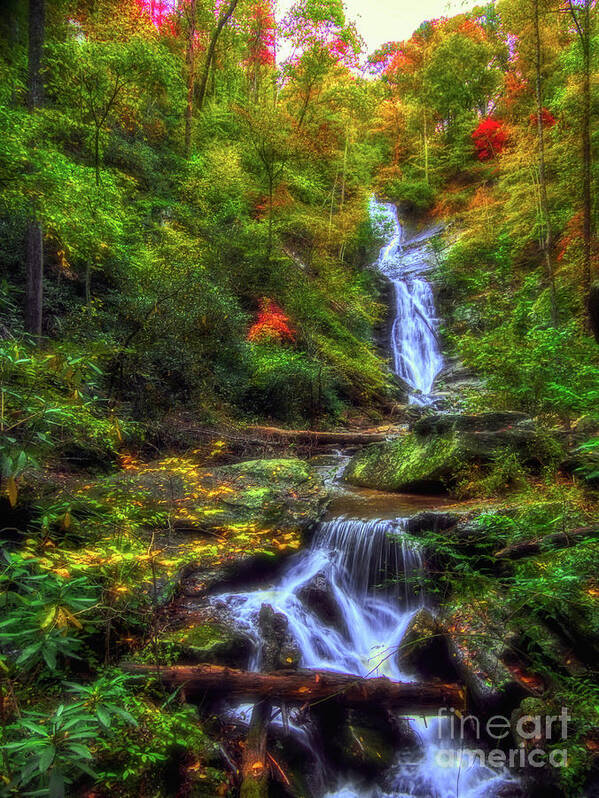 Toms Creek Falls Art Print featuring the photograph Mystical Waterfall by Amy Dundon
