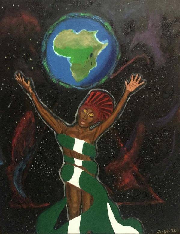 Naija Art Print featuring the painting Naija Queen by Sonye Locksmith