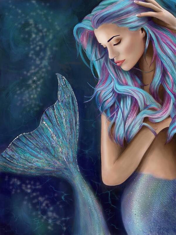 Mermaid Art Print featuring the digital art Nerissa by Rachel Emmett
