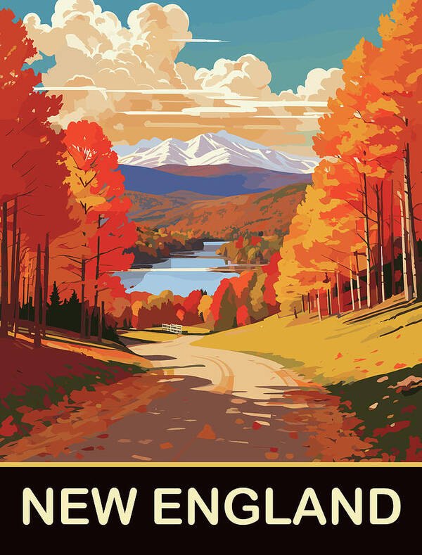 New England Art Print featuring the digital art New England in Autumn by Long Shot