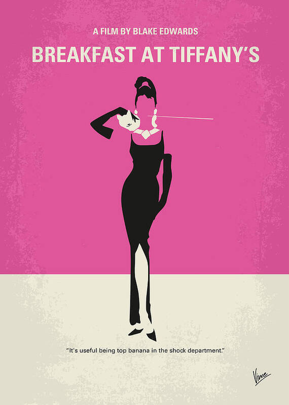 Breakfast At Tiffanys Art Print featuring the digital art No204 My Breakfast at Tiffanys minimal movie poster by Chungkong Art