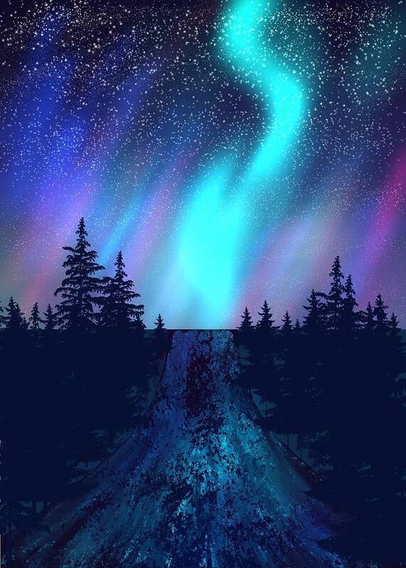 Winter Art Print featuring the digital art Northern Light by Eva Sawyer