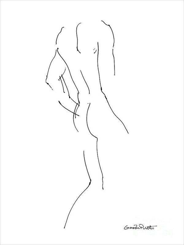 Male Art Print featuring the drawing Nude Male Drawings 2 by Gordon Punt