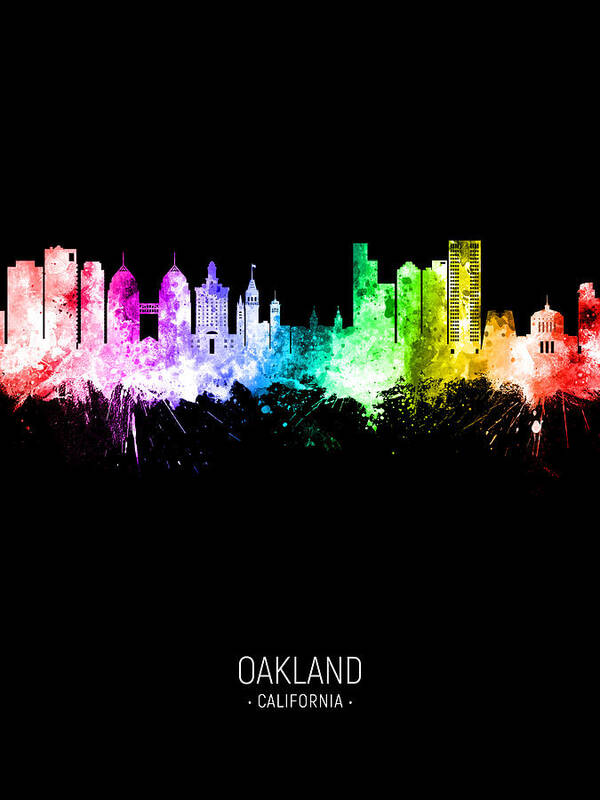 Oakland Art Print featuring the digital art Oakland California Skyline #55 by Michael Tompsett