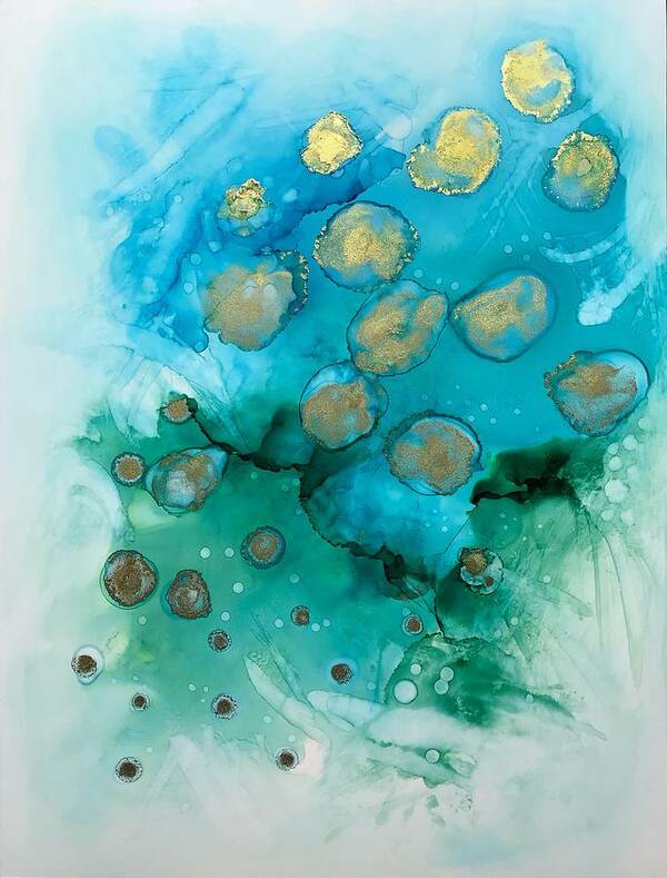 Ocean Art Print featuring the painting Ocean - Alcohol Ink Painting by Marianna Mills