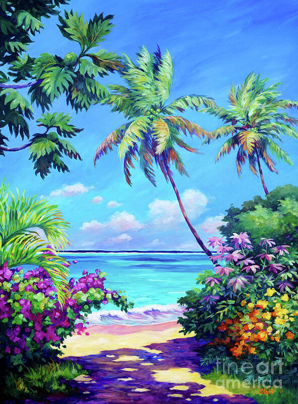 Art Art Print featuring the painting Ocean View with Breadfruit Tree by John Clark