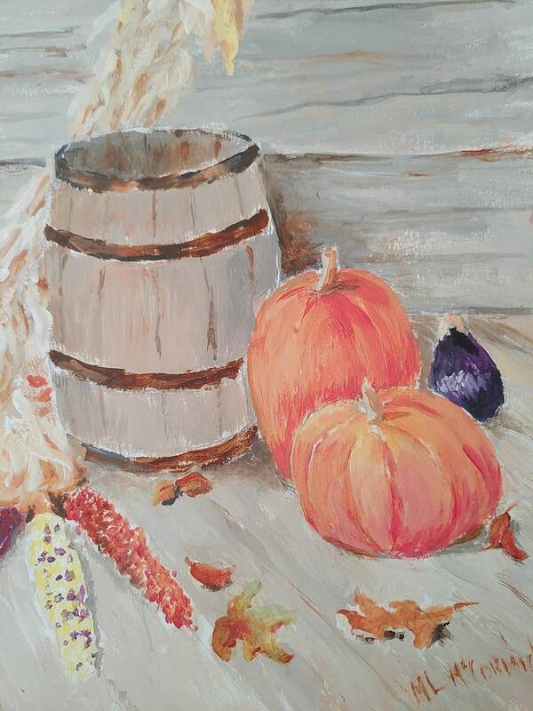 Pumpkins Art Print featuring the painting October Harvest by ML McCormick