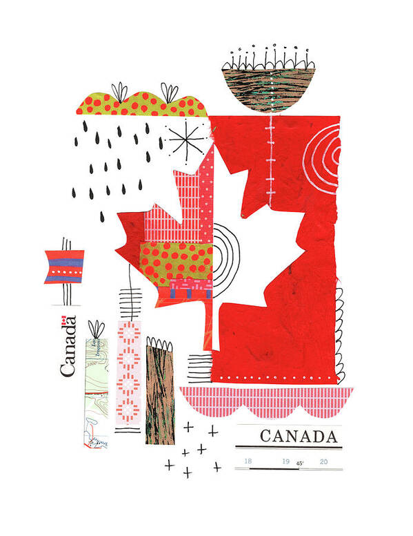 Collage Art Print featuring the mixed media Oh Canada by Lucie Duclos