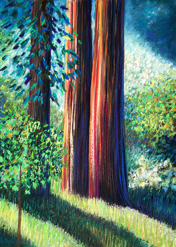 Redwoods Art Print featuring the painting Old Growth by Polly Castor