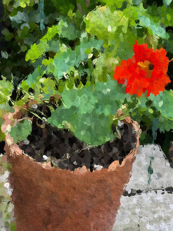 Painting Art Print featuring the mixed media One Red Flower by Bonnie Bruno