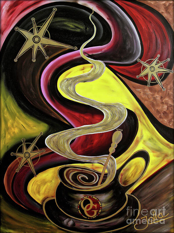 Coffee Art Print featuring the painting Organo Gold by Jolanta Anna Karolska