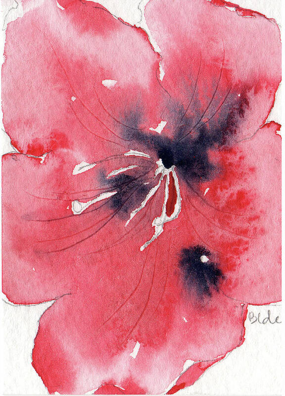 Red Flower Watercolor Painting Art Print featuring the painting Out Of The Way by Catherine Bede