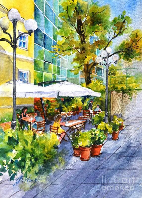 Coffee Art Print featuring the painting Outdoor Cafe #5 by Betty M M Wong