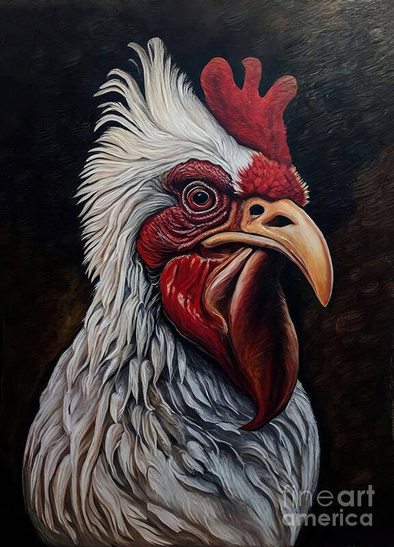 Cock Art Print featuring the painting Painting Call Me Sir cock rooster animal chicken by N Akkash