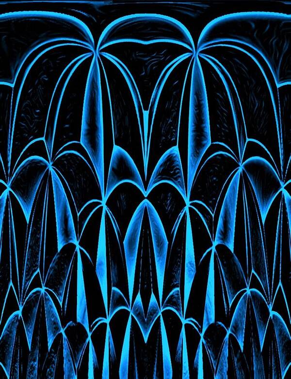 Digital Art Print featuring the digital art Palm Trees Blue by Ronald Mills