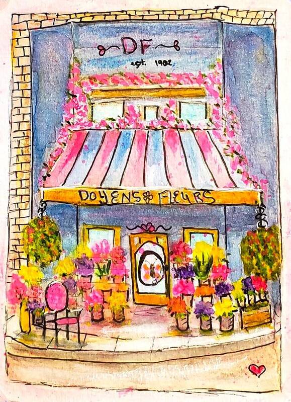 Paris Art Print featuring the painting Paris Florist Shop by Deahn Benware