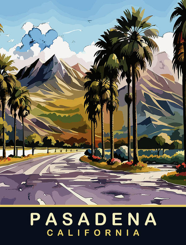 Pasadena Art Print featuring the digital art Pasadena, California by Long Shot