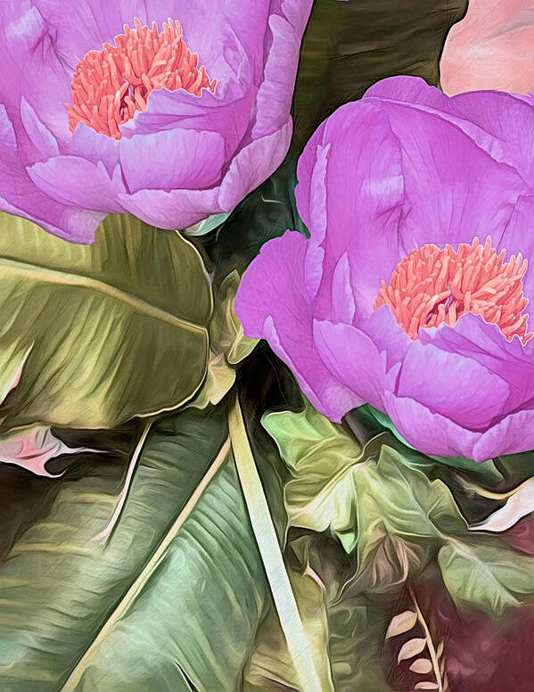 Peony Art Print featuring the mixed media Peony Mystique 25 by Lynda Lehmann