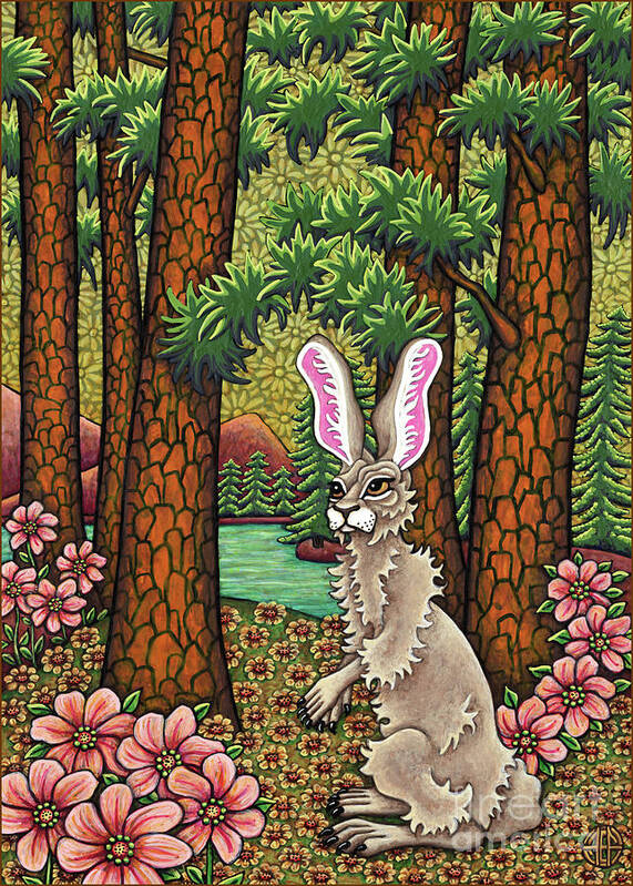 Hare Art Print featuring the painting Pinewood Lake by Amy E Fraser