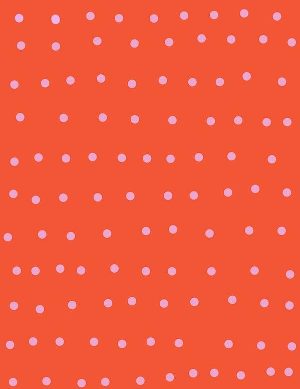 Dots Art Print featuring the digital art Pink Dots On Orange by Ashley Rice