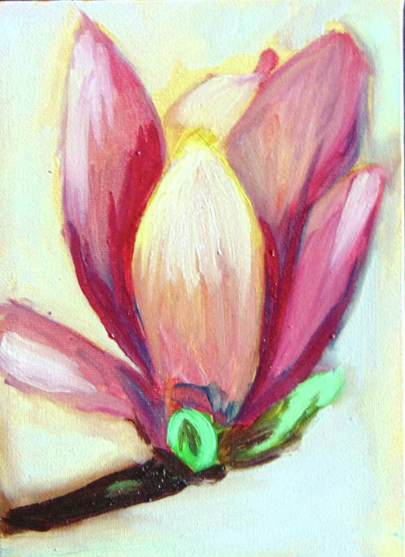  Art Print featuring the painting Pink Magnolia by Loretta Nash