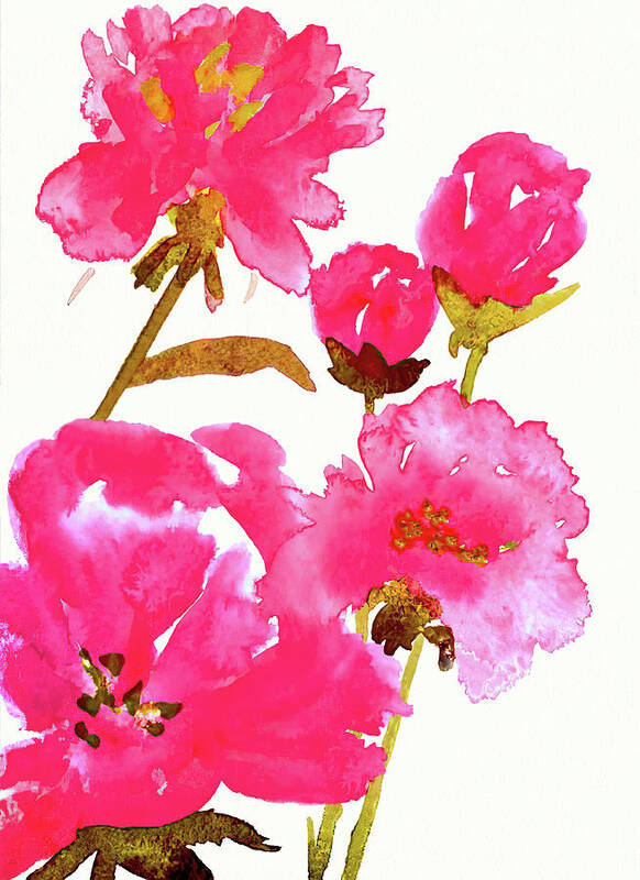 Flowers Art Print featuring the painting Pink Posies by Deborah League